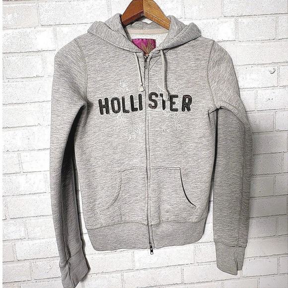 Hollister Tops - Vtg Hollister Y2K Womens Zip Hoodie Floral Medium Logo Surf‎ Skater Streetwear